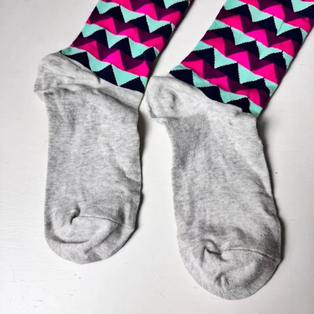 J.Crew Patterned Dressy Casual Crew Style  Pink, Blue, Gray Socks